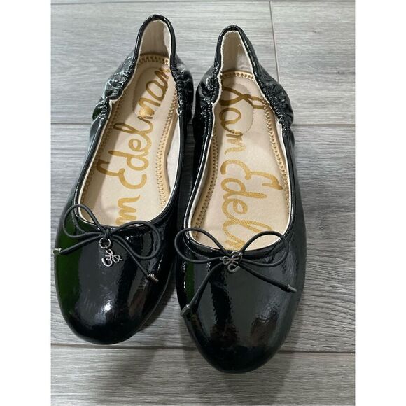 Sam Edelman Girls Felicia Kids Ballet Flat Black Patent Leather Size 4 With Box - Picture 1 of 8